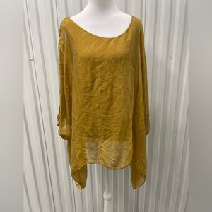 Gigi Moda Gold Mustard Silk Dolman Sleeve Top Small European Summer Boho Classic